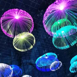 Decorações de Natal 10 pc Colorido Fibra Óptica LED Jellyfish Luz Banquete de Casamento Restaurante Clear Bar Atmosfera Lustre Decorativo 231026