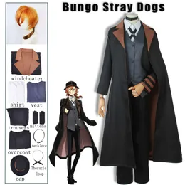 Bungou zbłąkane psy pria wanita nakahara chuuya kostum cosplay topi peruk celana Jaket Sarung tangan Perempuan Setelan Pakaian Anime