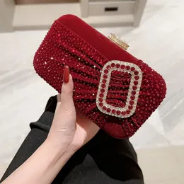 Kvällspåsar Fashion Evening Clutch Bag Purses and Red Handbag Luxury Designer Shoulder Bag Shiny Crystal Clutch Purse Party Bag Bankettväska 231026