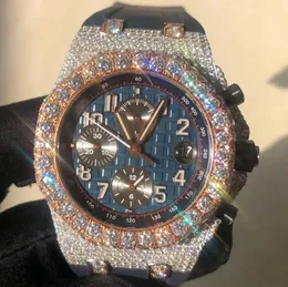 9 유형 Moissanite Diamond Watch 아이스 아웃 시계 패스 다이아몬드 테스트 로즈 골드 혼합 실버 케이스 최고 품질 ETA 자동 크로노 그래프 남성 손목 시계