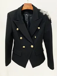 Womens Suits Blazers High Quality Est Fashion Designer Jacket Fantastiska blommor Applikationer Täräckade dubbelbröst Lejonknappar Blazer 231025