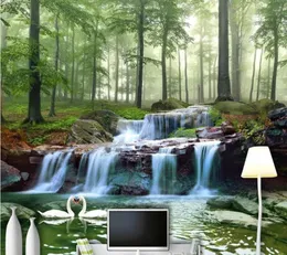 Bakgrundsbilder Papel de Parede Forest Creek Waterfall Woods Landscape 3D WALLPAPER MAIL AVING RUM TV Vägg sovrum papper heminredning