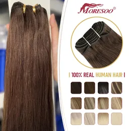 Lace Moresoo Human Hair Bundles Wefts Sew in Blonde Black Ombre 100G Set Brazilian Straight Invisible 231025