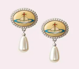 earrings Empress Dowager an enamel planet Pearl Earrings court WindNet red same temperament female3312563