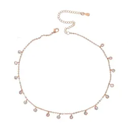 Prata rosa banhado a ouro cz gota charme 2018 declaração colar cz charme casamento presente de noiva elegância diamante gargantilha chocker fashion242g