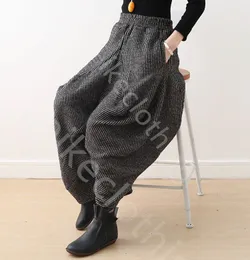Zimowe oryginalne design ogólne spodnie unisex noś ciepłe wełniane dzianiny kwitnące sztuki gęste workowate w rozmiarze spodek