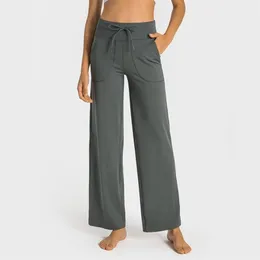 Yoga softstreme pantolon lu-69 split-hem kadınların tozlukları çekiliş elastik bel hizası jogger pantolonlar bacakları gösterir yoga fitness263f