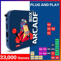 Kontrolery gier Joysticks Arcade Box Classic Retro Game Console dla PS1/DC Wbudowane 33000 gier 64 GB mini grę wideo Super Console 4K HD wyświetlacz w telewizji 231025