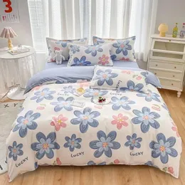 Bedding sets Cotton matte four piece spring and autumn style pure cotton bed sheets quilts bedding GREY 231026