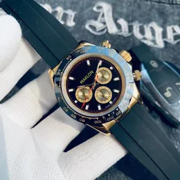 41 mm męskie zegarki gumowe modne automatyczne zegarki mechaniczne z pudełkiem trzy oczy Szafirowe luksusowe mechaniczne zegarek na rękę na rękę