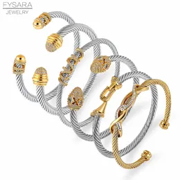 Charme Pulseiras Fysara Luxo Empilhável Fio Corda Bangle Cuff Para Mulheres Casamento Completo Zircão Cúbico Cristal CZ Dubai Prata Cor Pulseira 231025