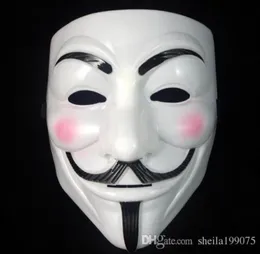 New V Mask Vendetta White Yellow Mask Guy Fawkes Fancy Adult Costume Halloween Maskerade v Masks for Halloween2261665