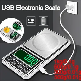 Household Scales High Precision LED Portable Mini Pocket Jewelry Scale USB Rechargeable Digital Electronic Weight Balance Gram 231026