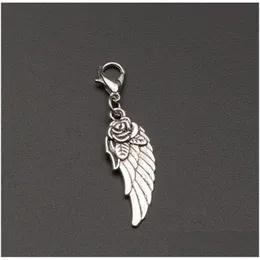 Charms 50Pcs Tibetan Sier Alloy Wings Floating Lobster Clasps Charm Pendants For Jewelry Making Findings Drop Delivery Components Dhkia