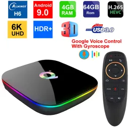 QプラススマートテレビボックスAllwinner H6 Quad Core 4GB RAM 64GB ROM Android 9.0 OS Wifi USB3.0 6K UHD HDRメディアプレーヤーTVセットトップボックス