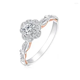 Klusterringar TKJ Luxury Moissanite 925 Sterling Silver Rose Bloom Förslag Förlovningsring för kvinnor