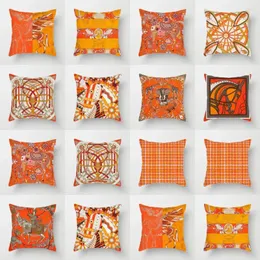 Travesseiro listras laranja capa casos macios simples vermelho geométrico lance fronha para sala de estar sofá assento de casa