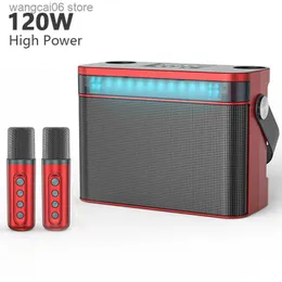 Cell Phone Speakers 120W High Power RGB Pickup Rhythm Light Wireless Portable Microphone Bluetooth Speaker Sound Family Karaoke TF Subwoofer Ys-224 T231026