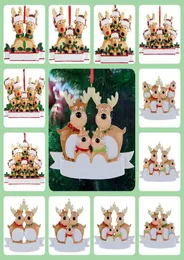 Christmas Reindeer Ornament Xmas Trees Harts Anpassat DIY Namn Family of 3 5 Gift Hang Dekorationer Pendant Home Decro2798425