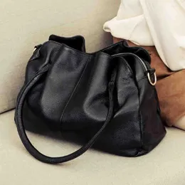 Evening Bags Motingsome Soft Cow Leather Handbag For Women Large 3 Interlayer Elegant Ladies Black Crossbody Satchels Purses 2023