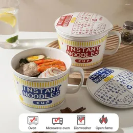 Миски мгновенная миска с лапшой с керамикой крышки хранят контейнер для обеда в японском стиле ежедневно