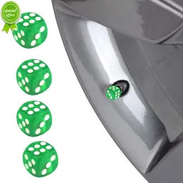 Nya 4st Dice Styling Valve Stem Caps Car Motorcykelcykeldäck Ventil Caps Dust Air Port Decor täcker transparenta gröna tillbehör