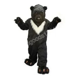 Costumi della mascotte dell'orso di peluche nero di alta qualità Vestito da festa operato da Halloween Personaggio dei cartoni animati Carnevale Natale Pubblicità Costume da festa di compleanno