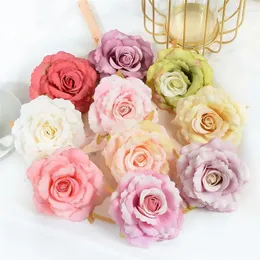 Dekorativa blommor 15 st 8cm silkl rose konstgjorda blommhuvud för hem bröllopsfest dekoration scrapbooking valentins dag falska flöden