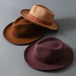 Sombreros de ala ancha cubo hombres fedora moda jazz sombrero otoño e invierno café mezcla de lana gorra al aire libre baile casual LM03 231025