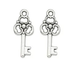 200 Stuks veel legering Key Charms Antiek zilveren Bedels Hanger Voor ketting Sieraden Maken bevindingen 22x10mm232o