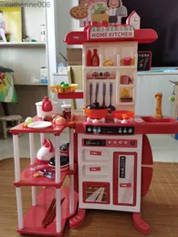 Kitchen Zagraj w żywność symulacja dziecięca zabawka kuchenna 95 cm duży zestaw do domu udawanie gotowania stolika jadalnia spray mini jedzenie świąteczne puzzle Prezent 231026