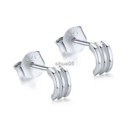 Stud S925 Pure Silver Ear Studs for Women's Design Sense Minimalist Ins Proste pół okrągłe kolczyki i YQ231026