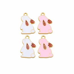 Charms 100Pcs Fashion Enamel Rabbit Pendant For Diy Handmade Jewelry Bracelet Accessories Drop Delivery Findings Components Dhgcn