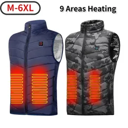 Coletes masculinos 9 áreas jaqueta aquecida moda homens mulheres casaco inteligente usb aquecimento elétrico térmico roupas quentes inverno colete aquecido plussize 231025