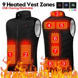 Men's Vests Men USB Infrared 9 Heating Areas Vest Jacket Men Winter Electric Heated Vest Waistcoat For Sports Hiking Oversized 3XL 231026