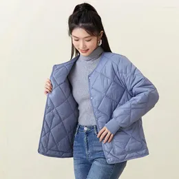 Coletes femininas outono inverno jaqueta mulheres para baixo algodão leve quente solto acolchoado xadrez casual outerwear feminino