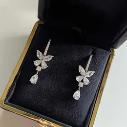 Stud High Quality 925 Sterling Silver Phantom Butterfly Water Drop Ear Studs Earrings For Women Luxury Fine Jewelry YQ231026