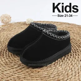 Designer crianças botas tasman chinelos tazz bebê criança botas mostarda semente neve mini botas meninos meninas australia fofo pele de carneiro sherpa sapatos para criança preto