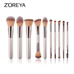 Ferramentas de maquiagem Zoreya Champagne Brushes Set para Fundação Cosmética Pó Blush Eyeshadow Kabuki Blending Brush Beauty Tool 231025