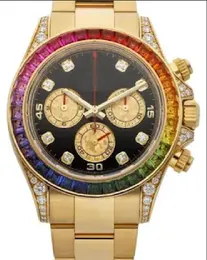 Безель с цветными бриллиантами Часы Panda 40 мм 116598 Часы Сапфировый хронограф ETA 7750 Механизм Механические автоматические мужские наручные часы