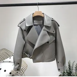 Женская кожаная куртка из искусственной кожи, поступление 2023 года, женская куртка из натуральной овчины, высокое качество, модная женская модель пальто 231026