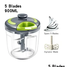 Moinhos Manual Moedor de Carne Mão Pled Cortador de Vegetais 500ml 900ml Ferramentas de Cozinha Mixer Chop Fruit Wist Shredder 230505 Drop Delivery Hom Dhznd