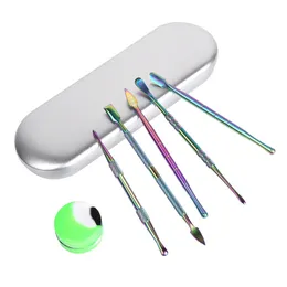 Coloful Dab Tool Kit for Dry Herb Pen Digging Thick Wax Oil Atomizer Pick Tools Dabber Starter Kits Aluminium Box with Silicone Jar