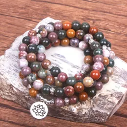 Браслеты-подвески, браслет из оникса или ожерелье для женщин, ювелирные изделия из натурального камня 108 Mala с лотосом OM Будда, дизайн падения