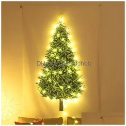 Novità Illuminazione Arazzo per albero di Natale con stringa di luce a LED Flanella Appeso a parete Decorazioni per la camera Coperta Regalo per Natale Compleanno Anno H Dhhtt