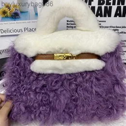 Autumn Winter Trendy Warm Real Rex Rabbit Hair and Sheep Curly Hair Autumn and Winter High Beauty Handheld Crossbody Bag 3d French Bag Yfyxf