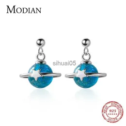 Stud Modian Stern Kristall Ohrringe für Frauen 925 Sterling Silber Satellite Galaxy Ohrstecker Koreanischen Stil Schmuck YQ231026