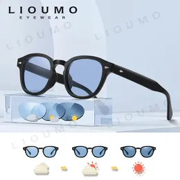 Solglasögon lioumo pochromiska nyanser runt kvinnor polariserade solglasögon för män som kör anti-uv-glasögon unisex sonnenbrille