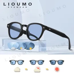 サングラスlioumo pochromic shades丸い女性のための偏光サングラス