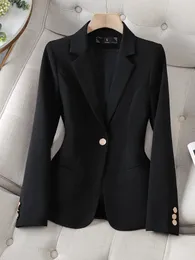 Abiti da donna Blazer da ufficio Blazer formale da donna Autunno Inverno Donna Nero Beige Caffè Bottone singolo Cappotto a maniche lunghe Business Chic Giacca slim 231025